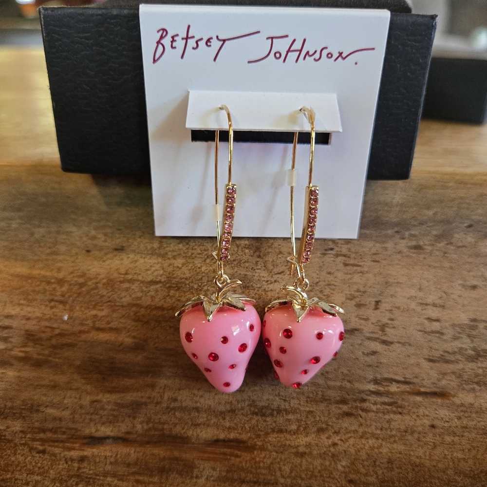 Betsey Johnson Pink and Red Strawberry Earrings